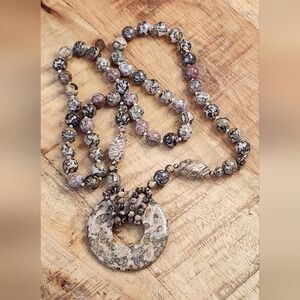 Leopardskin jasper necklace.